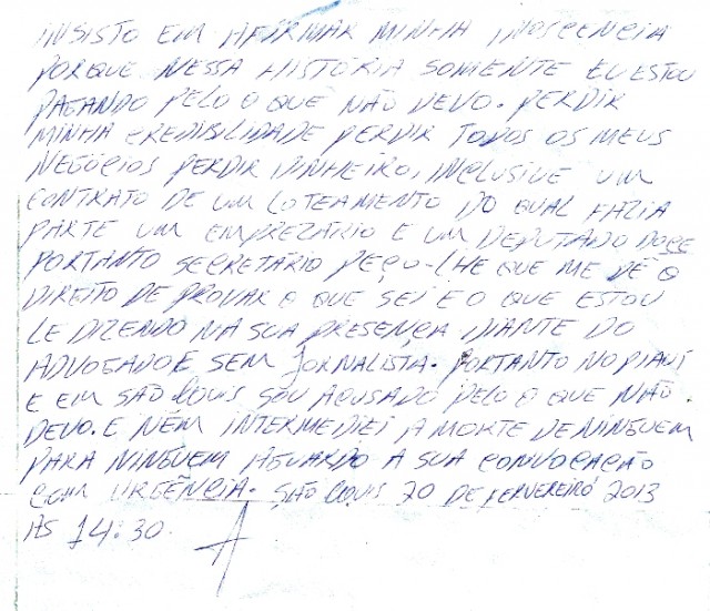 Carta de Júnior Bolinha